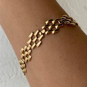 Vintage 14K Solid Yellow Gold Panther-Link Chain Bracelet, 7.1 grams, 7.25"